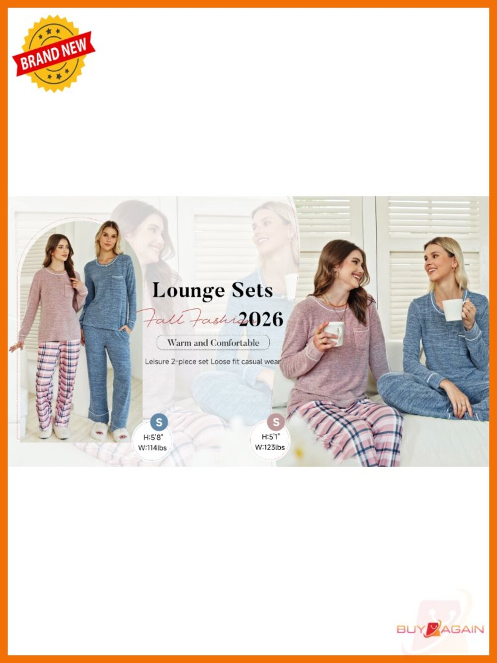 Womens Pajama Set Long Sleeve Crewneck Top Wide Leg Pants 2 Piece Lounge Set - Picture 5 of 6